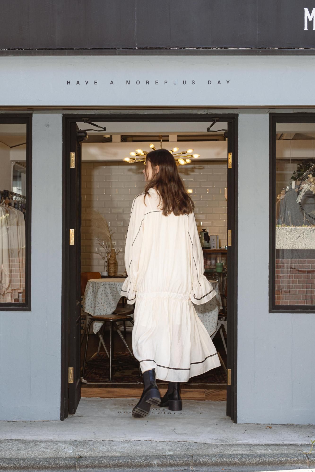 バイカラーラインワンピース（WHITE） - PINUE