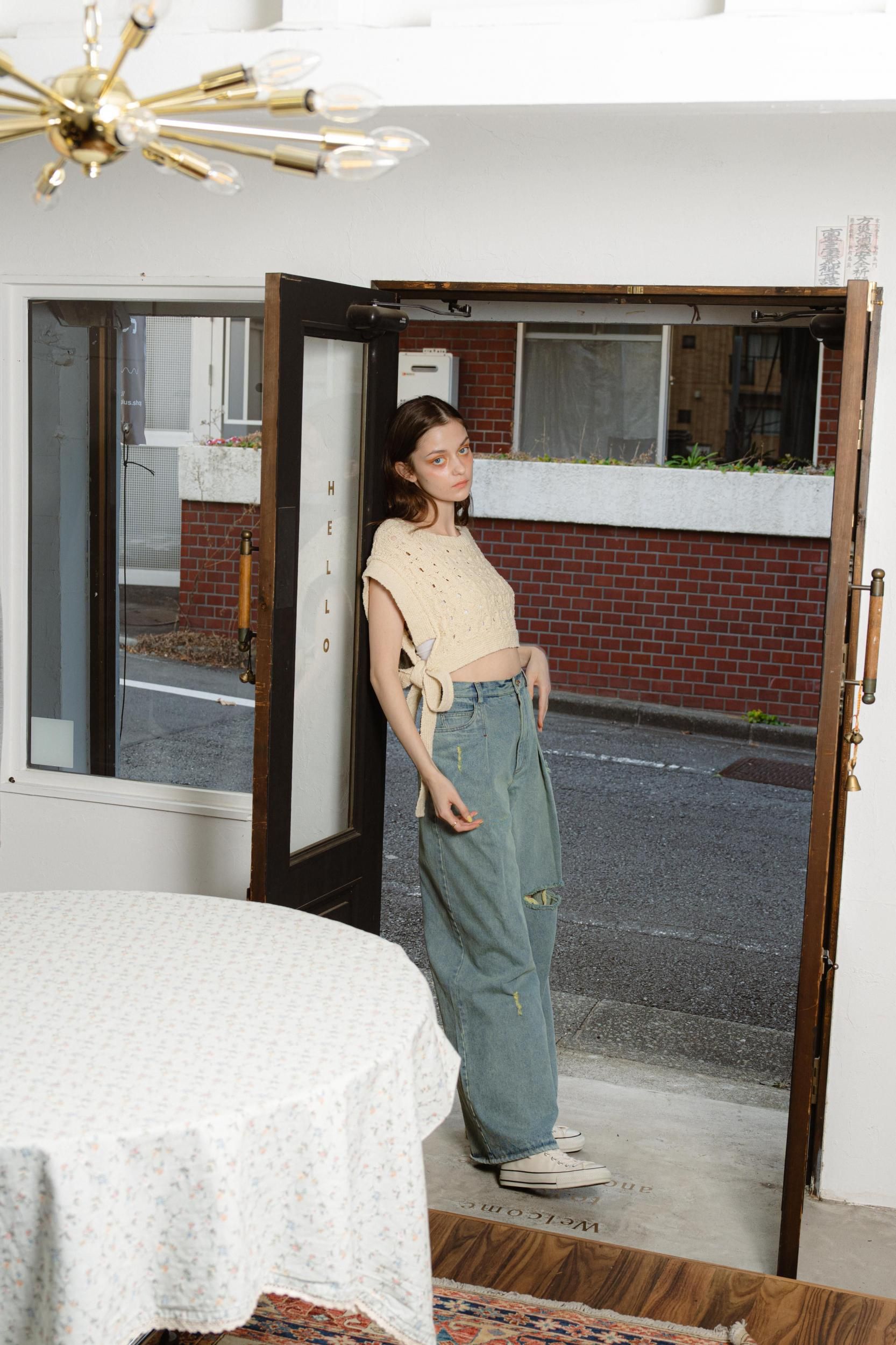 【売れ筋】 ダメージタックデニムパンツ（OLD BLUE） - PINUE Pants