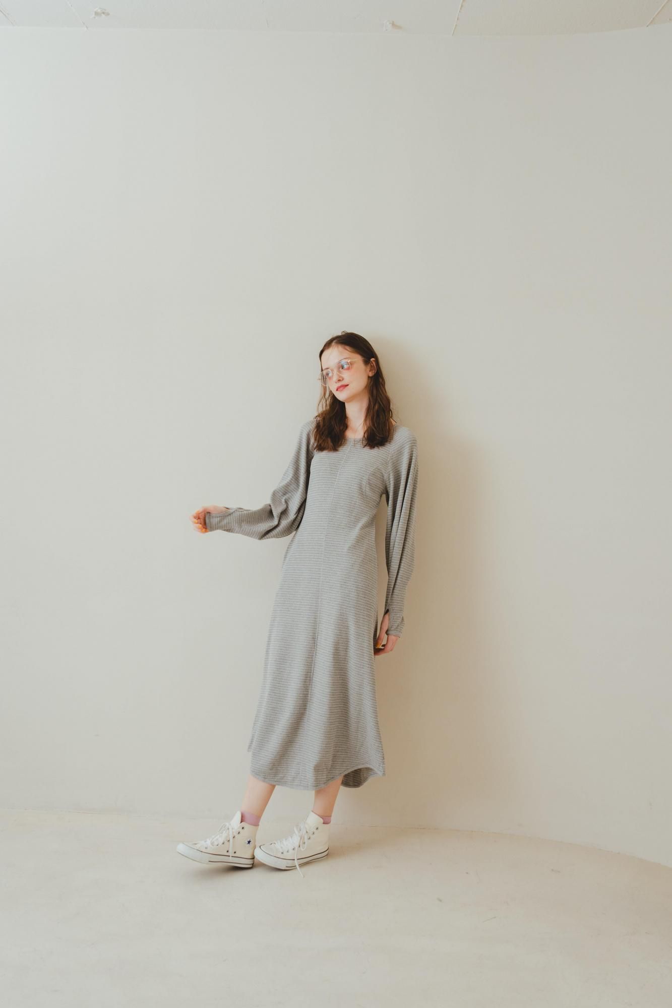 ボーダーサーマルワンピース(GRAY) - PINUE ボーダーサーマルワンピース(GRAY) - PINUE