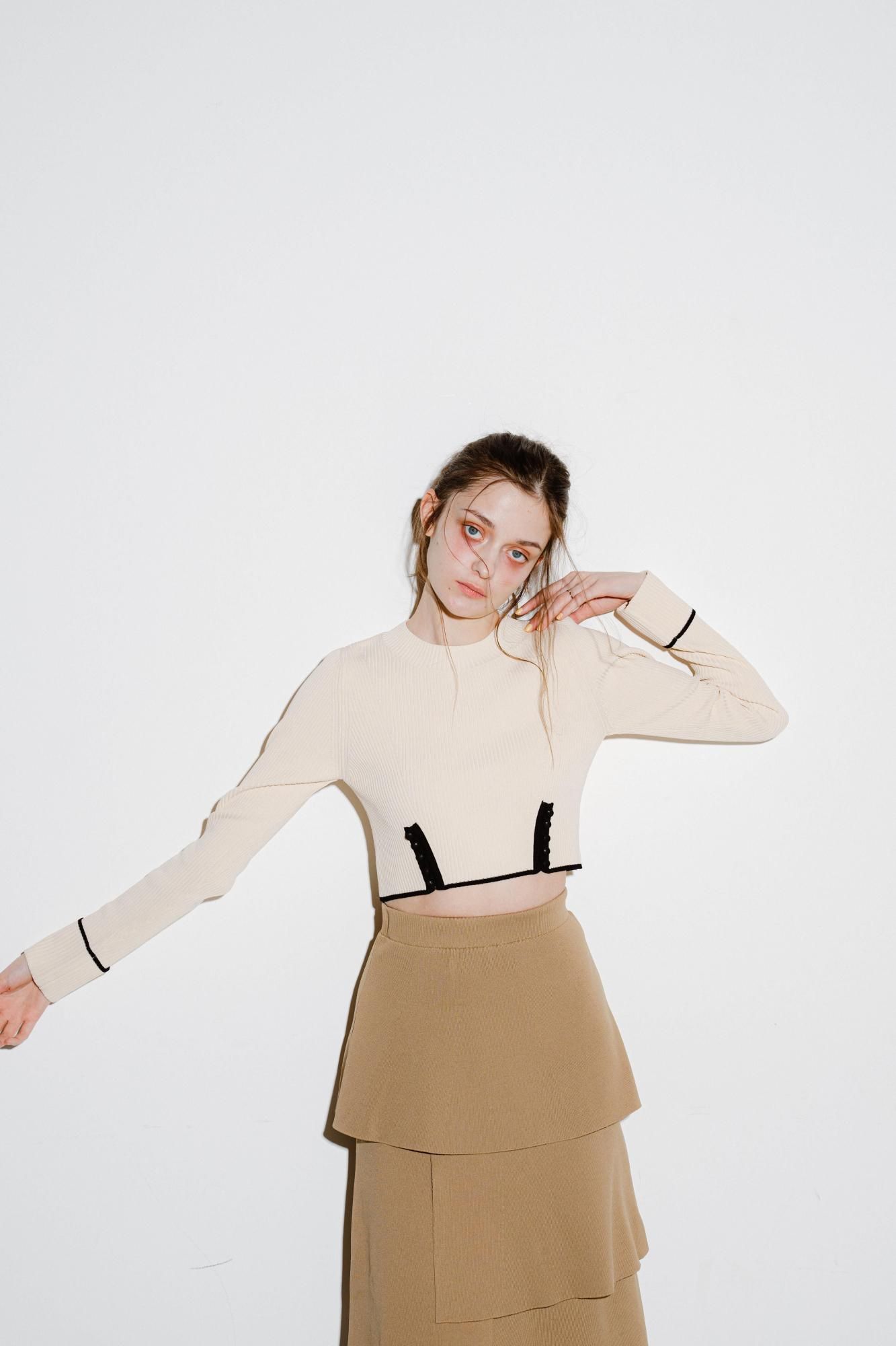 PINUE ワイシャーティアードスカート ニットティアードスカート（BEIGE） - PINUE