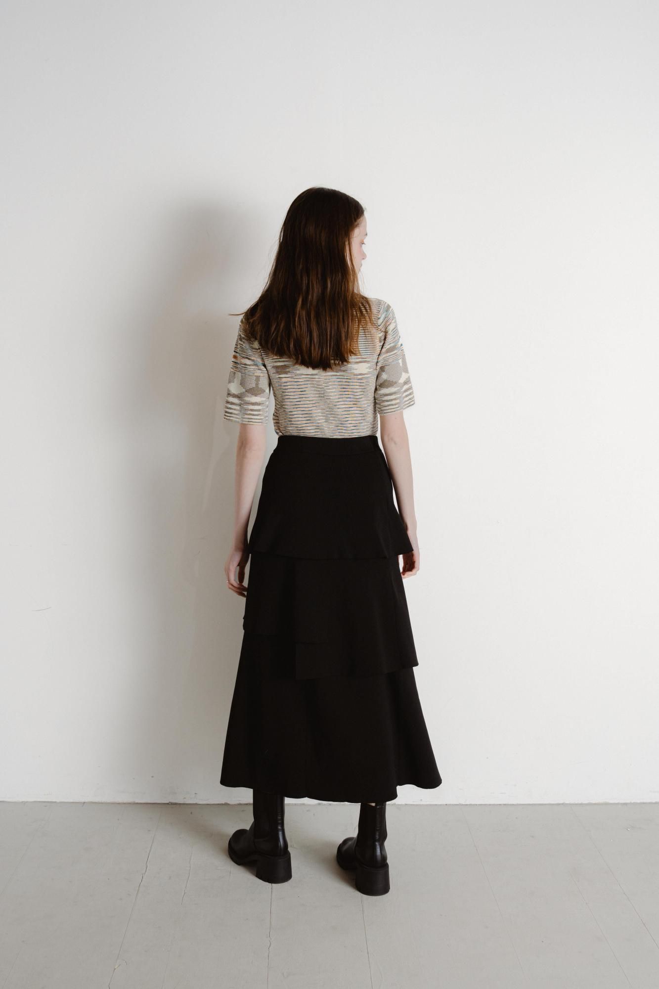 ニットティアードスカート(BLACK) - PINUE ニットティアードスカート(BLACK) - PINUE