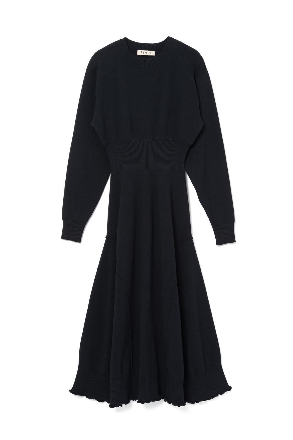 アイレットニットワンピース（BLACK） - PINUE