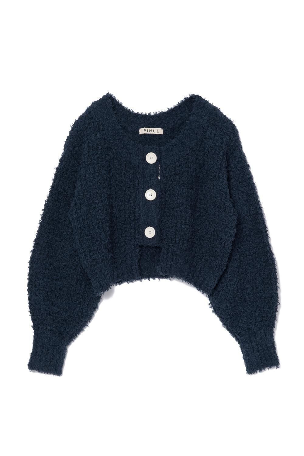 フリンジヤーンニットカーディガン(NAVY) - PINUE フリンジヤーンニットカーディガン(NAVY) - PINUE