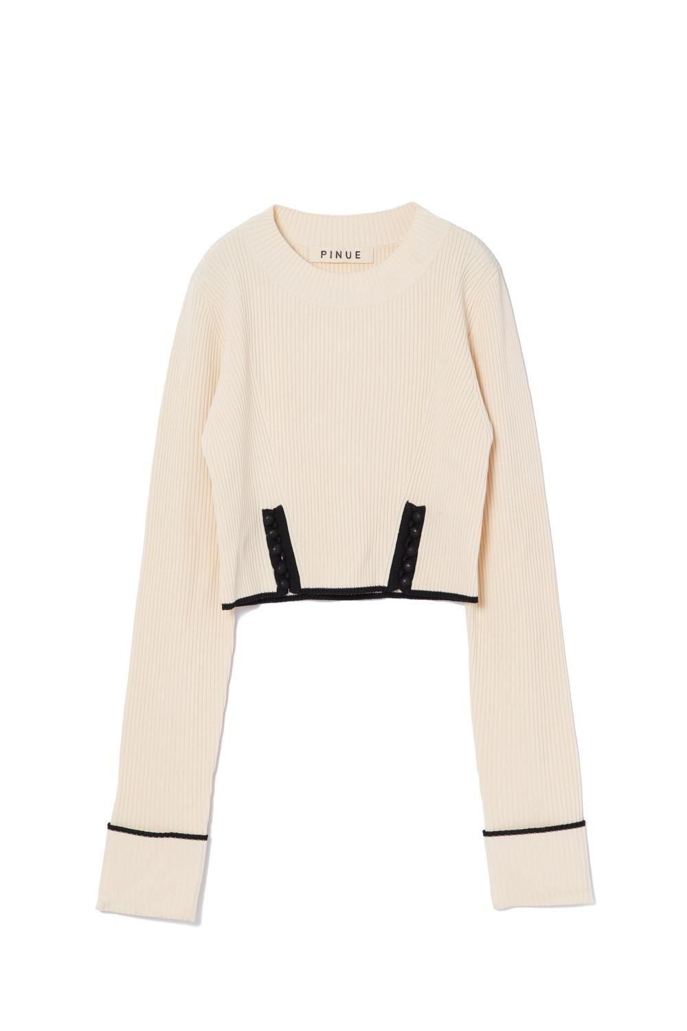 ウエストスリットニットトップス(IVORY) - PINUE ウエストスリットニットトップス(IVORY) - PINUE
