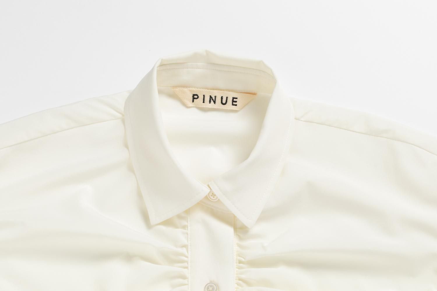 フロントギャザーシャツワンピース（WHITE） - PINUE
