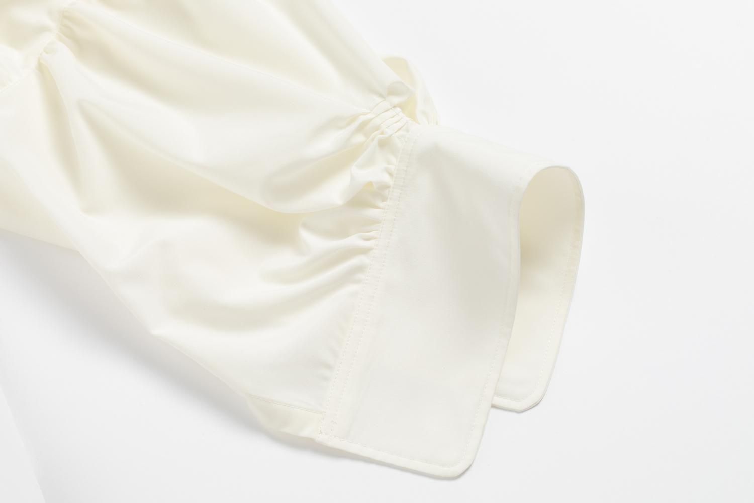 フロントギャザーシャツワンピース（WHITE） - PINUE