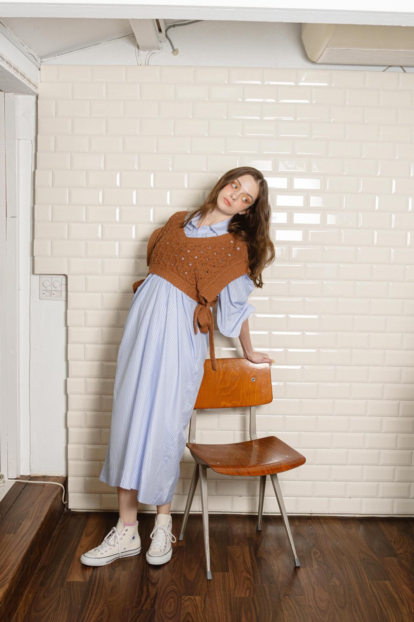 【新品未使用】PINUE フロントギャザーシャツワンピース（WHITE） フロントギャザーシャツワンピース（WHITE） - PINUE