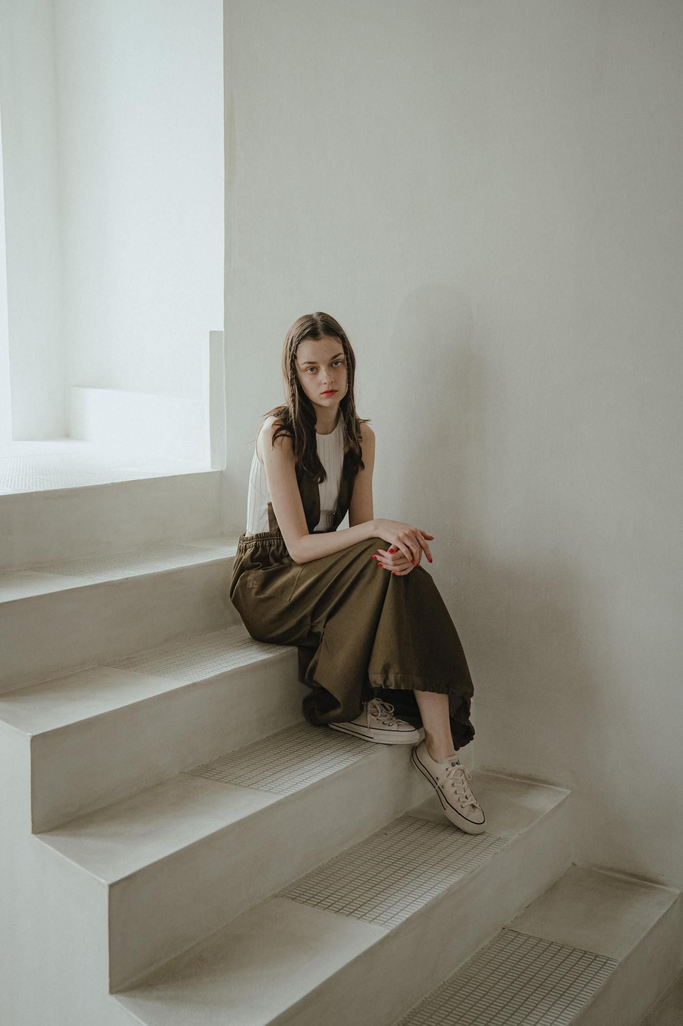 pinue ドロストヘムジャンパースカート　KHAKI ドロストヘムジャンパースカート（KHAKI） - PINUE
