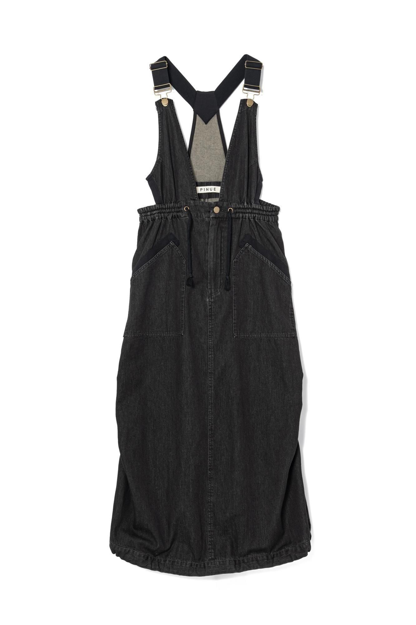pinue ドロストヘムジャンパースカート　KHAKI ドロストヘムジャンパースカート（BLACK） - PINUE
