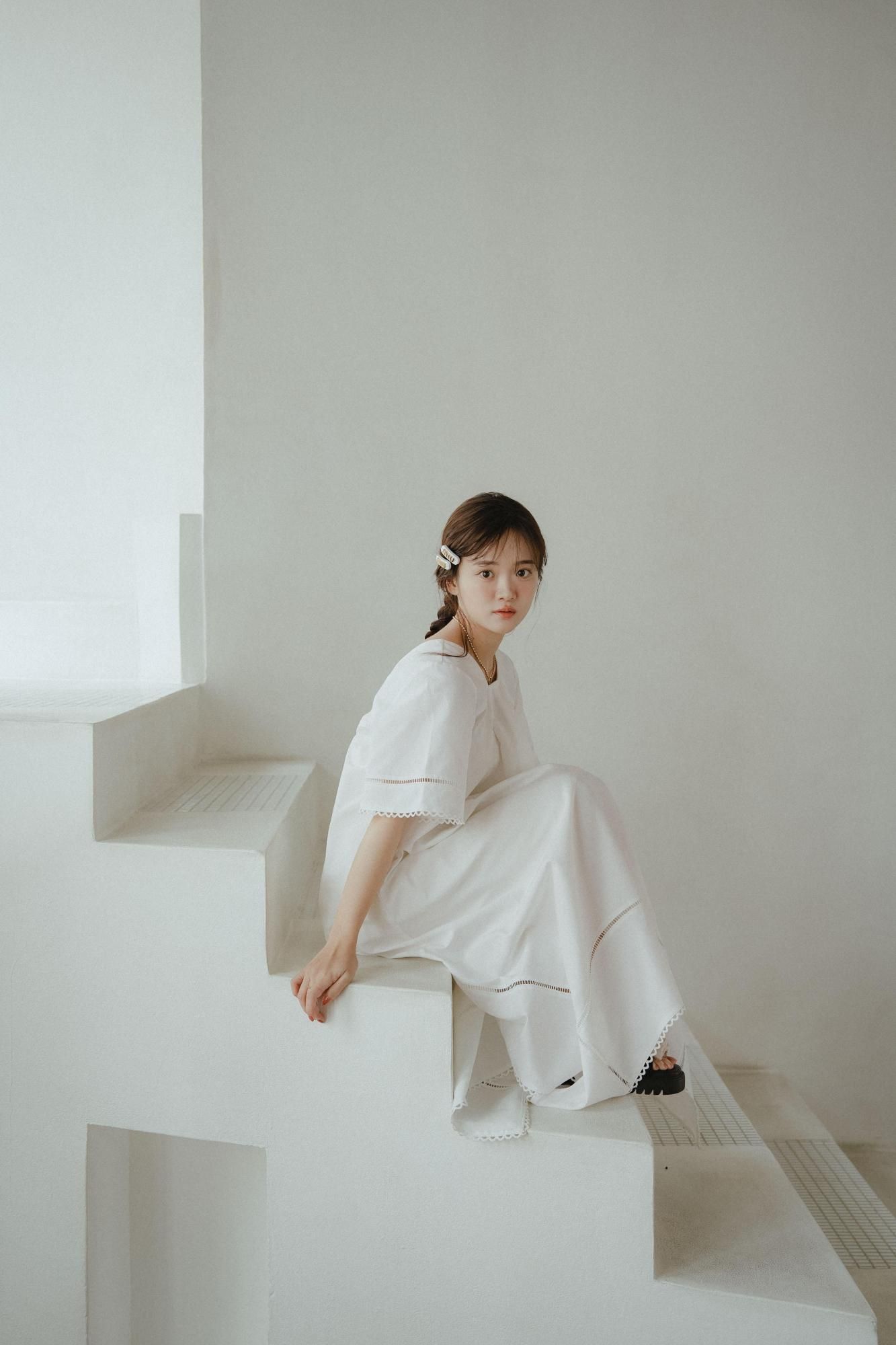 レーストリムワンピース（WHITE） - PINUE