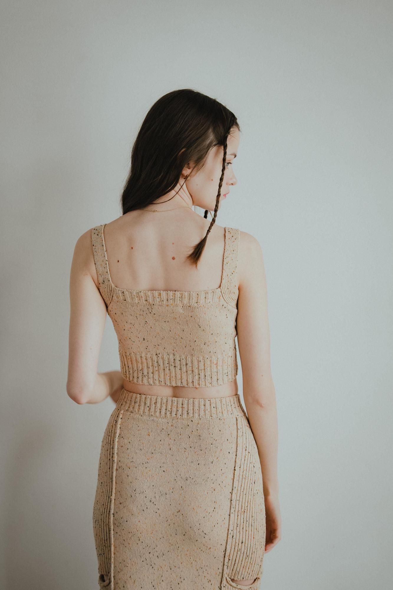 カラーネップニットセットアップ（BEIGE） - PINUE