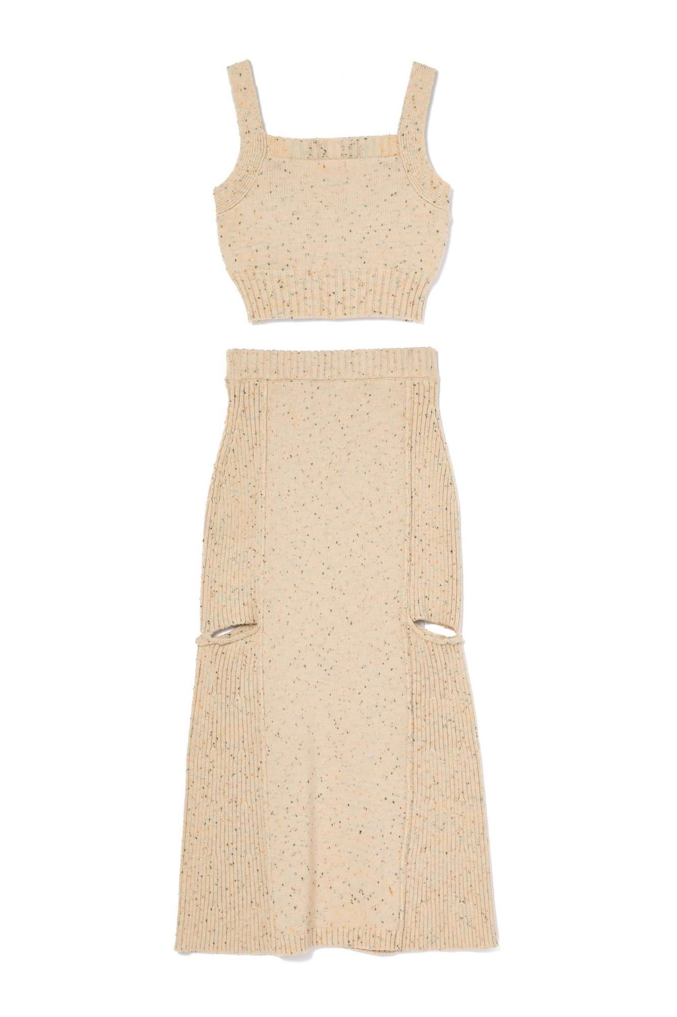 カラーネップニットセットアップ（BEIGE） - PINUE