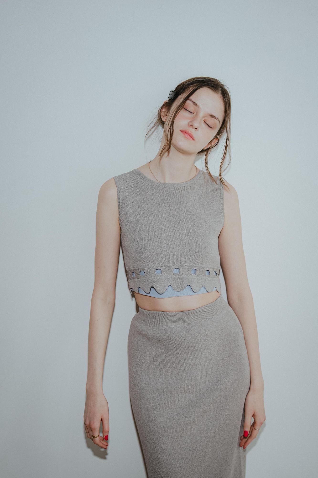 スカラニットセットアップ（GRAY） - PINUE