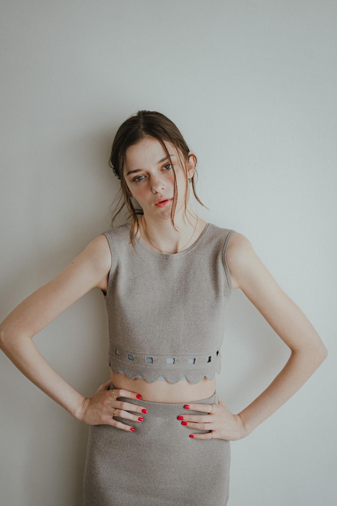 【pinue】スリットスリーブカットセットアップ スリットスリーブジャケット（BROWN） - PINUE