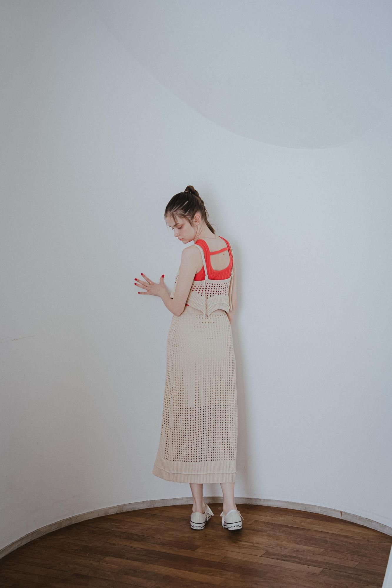 メッシュニットスカート（IVORY） - PINUE
