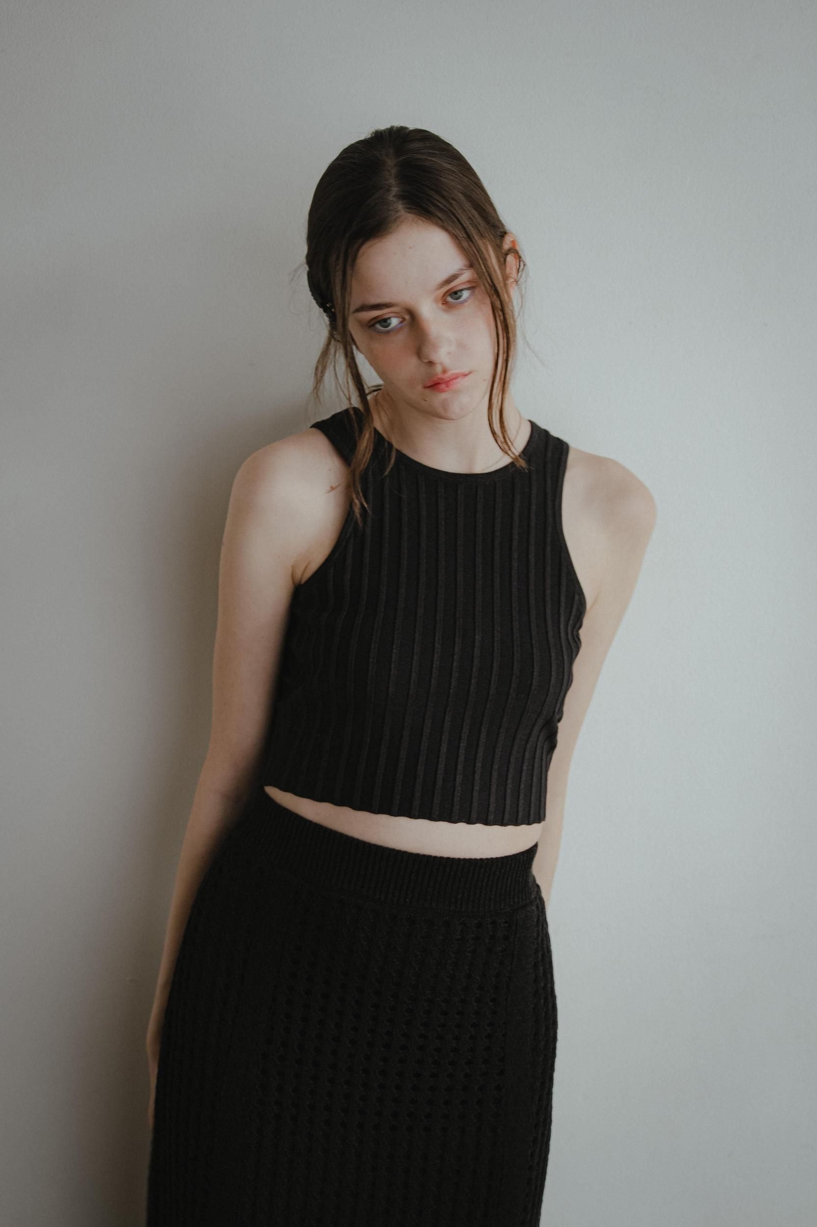 リブニットタンクトップ（DEEP NAVY） リブニットタンクトップ（DEEP NAVY） - PINUE