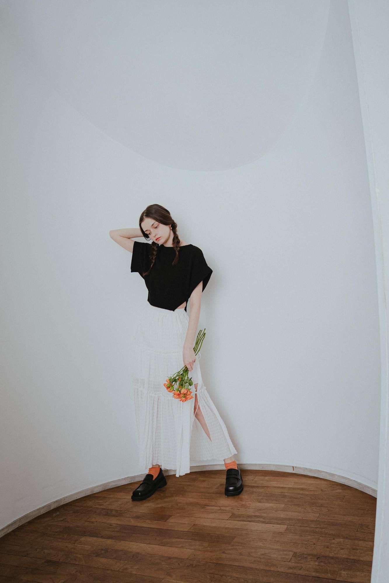 PINUE ニットティアードスカートブラック　S ニットティアードスカート（BLACK） - PINUE