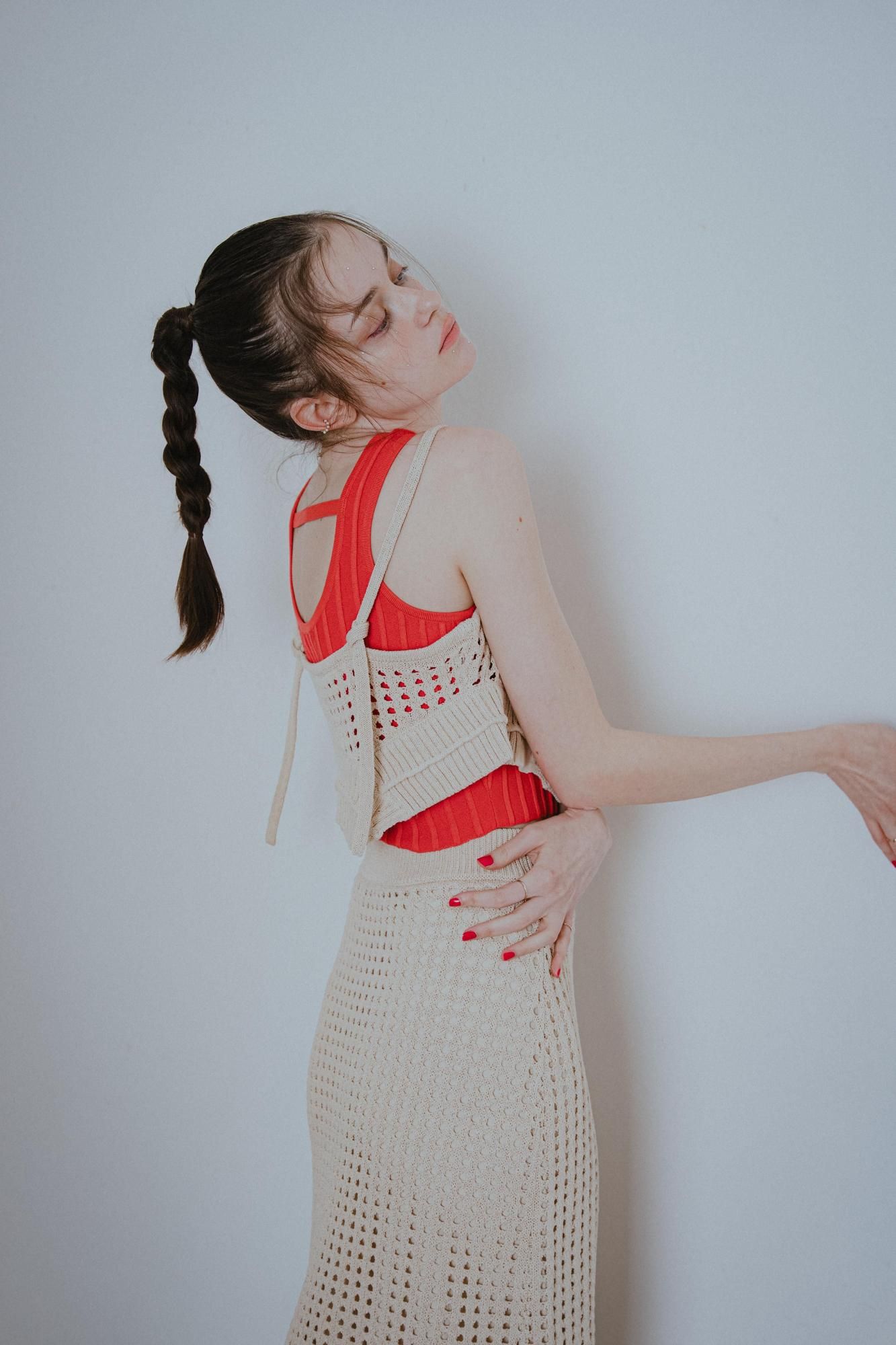 メッシュニットキャミソール（IVORY） - PINUE