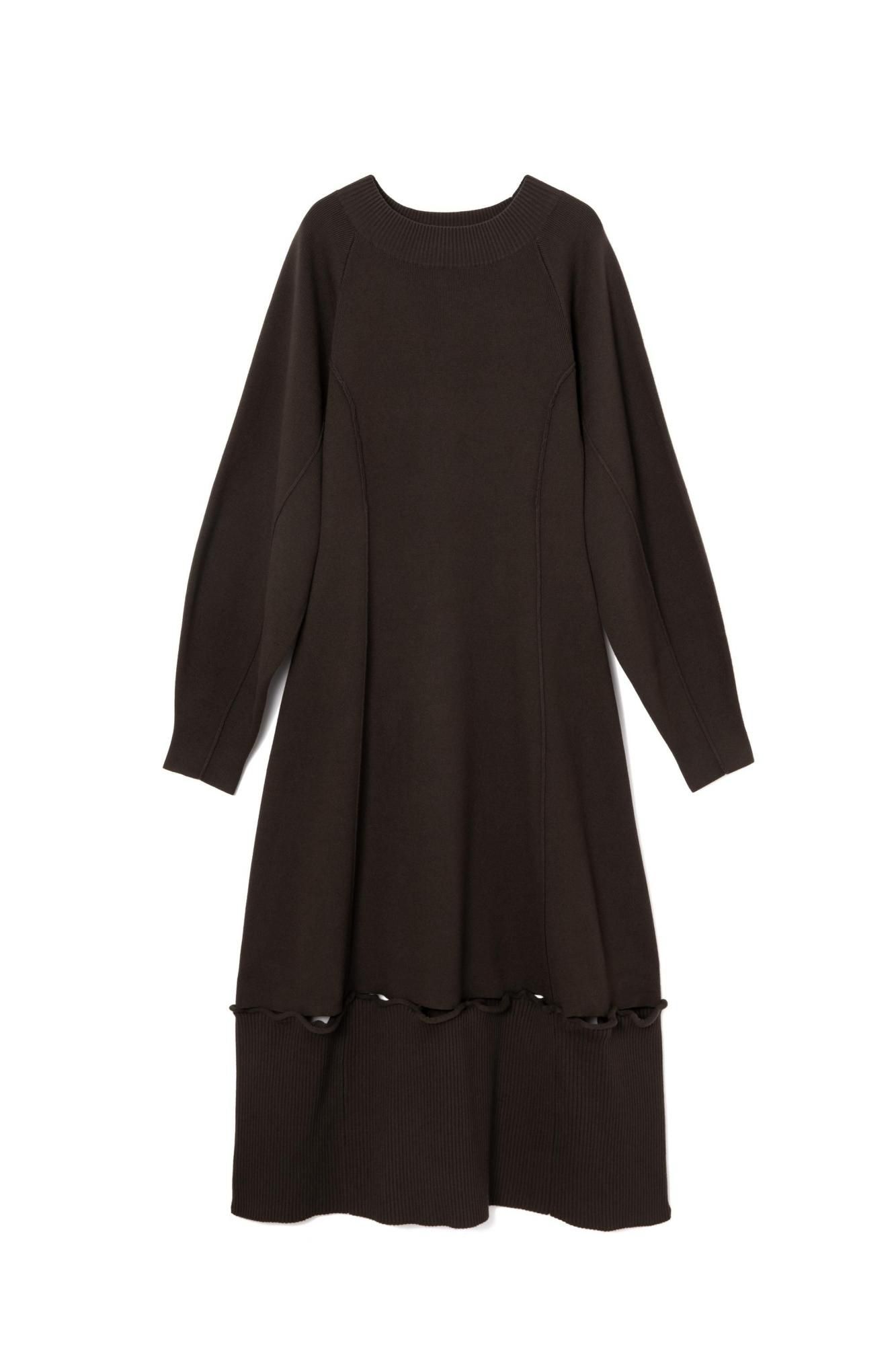 PINUE スリットヘムニットワンピース　SUMIKURO Sサイズ スリットヘムニットワンピース（SUMIKURO） - PINUE