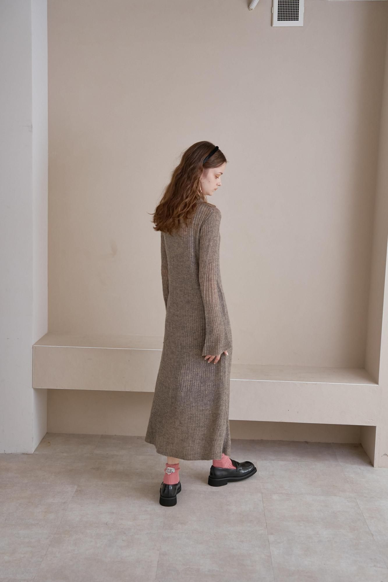 PEARLY GATES グレー ニットワンピース サイズ1値下げ シアーニットワンピース（GRAY） - PINUE