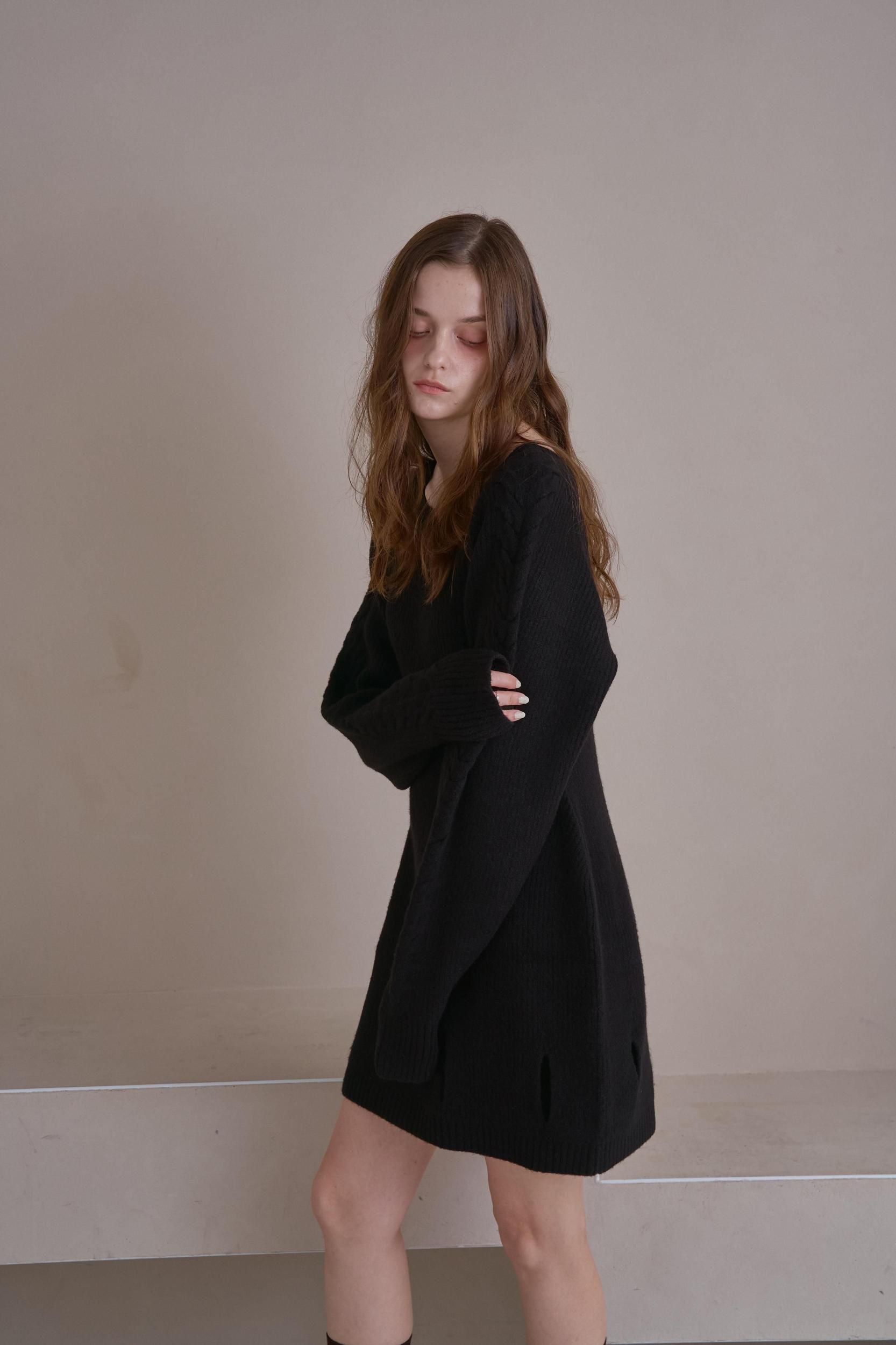 ミニニットワンピース（BLACK） - PINUE