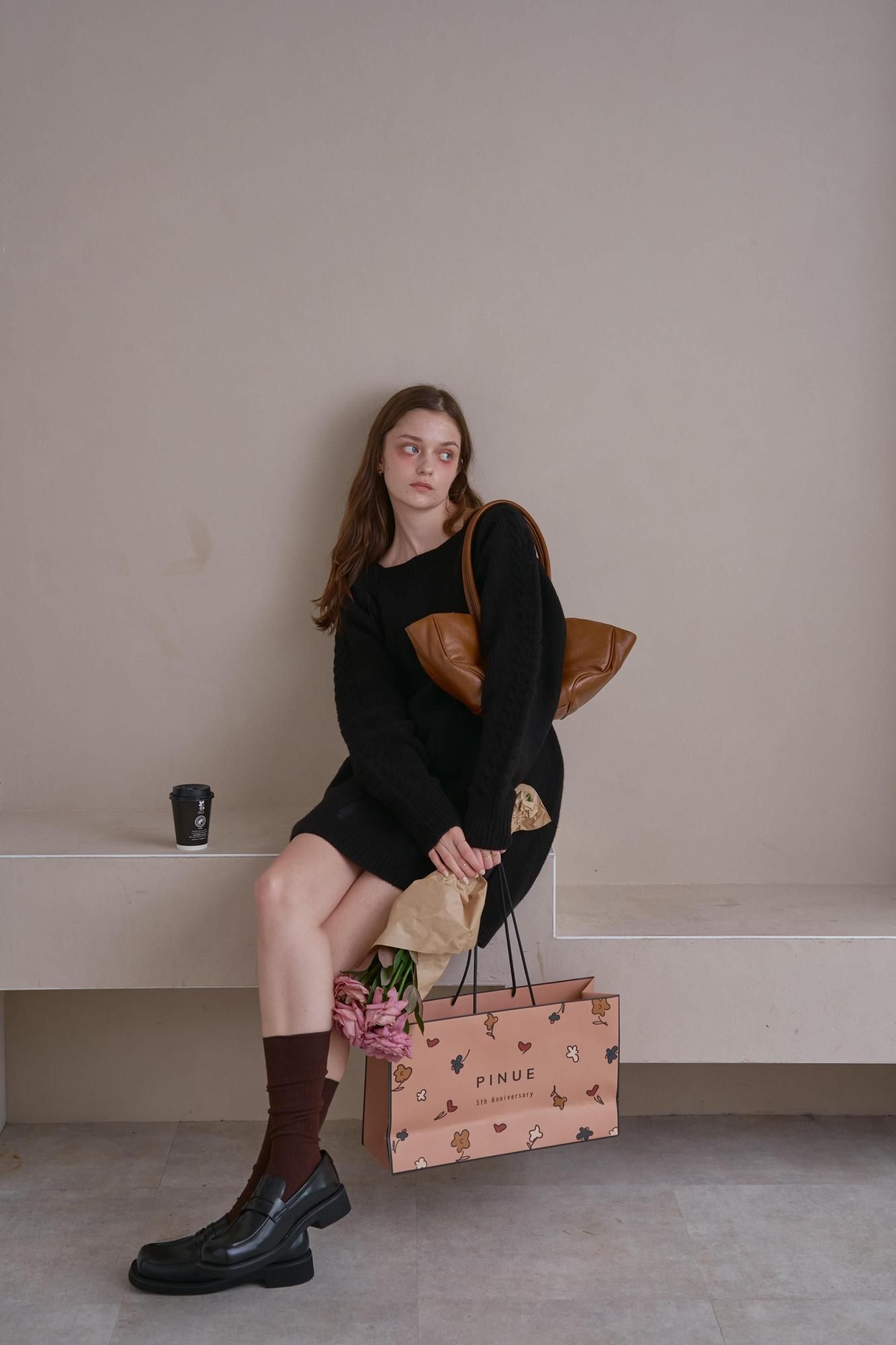 【takaotoko】PINUE ミニニットワンピース（CREAM） ミニニットワンピース（CREAM） - PINUE