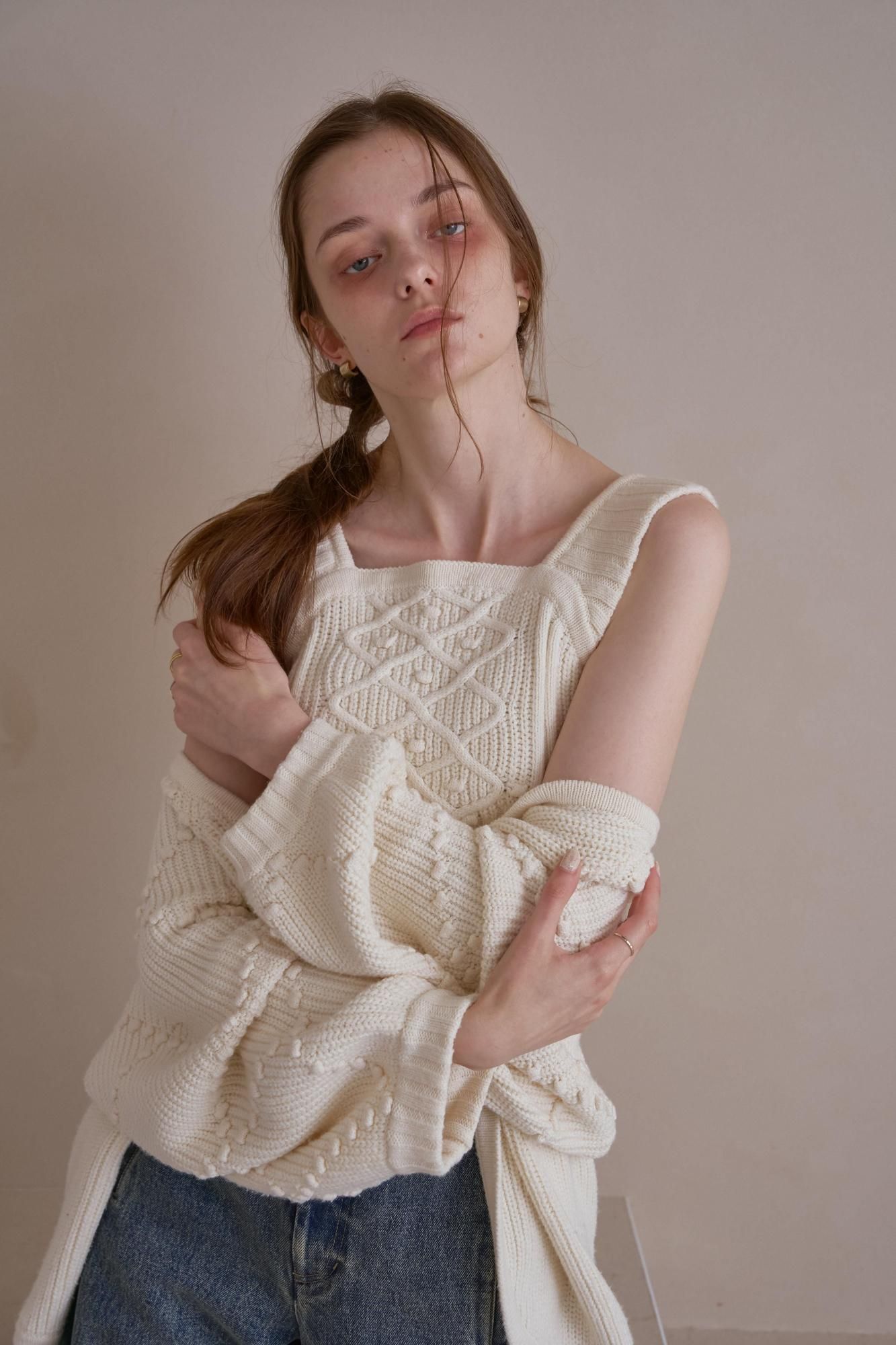 ニットタンク＆カーデセット（WHITE） - PINUE