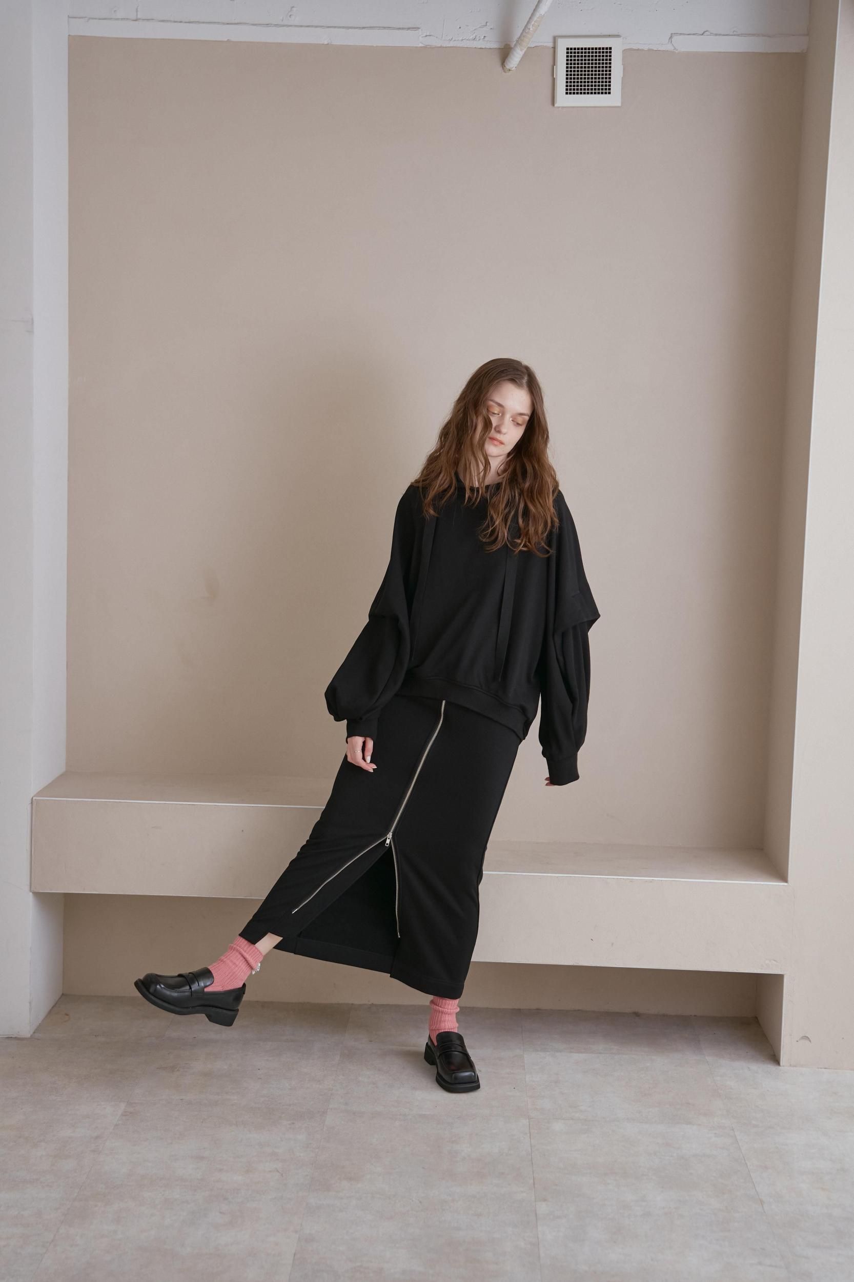 PINUE ダメージラッフルスカート（BLACK） Bottoms - PINUE