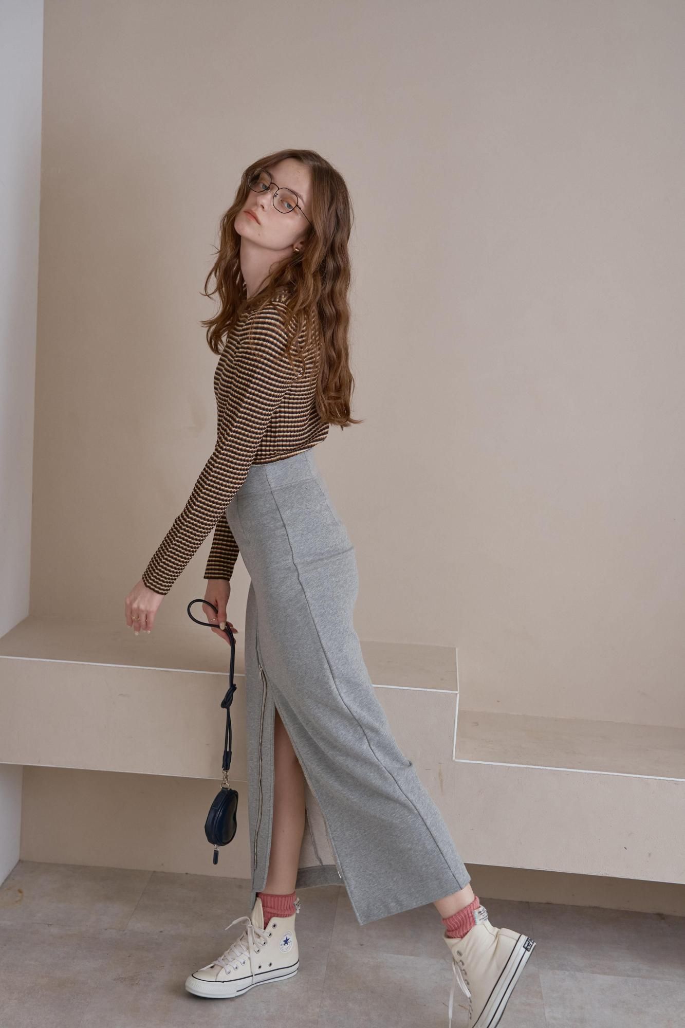 ピヌエ　 ミニボーダーニットトップス（BROWN）新品未使用品 ミニボーダーニットトップス（NAVY） - PINUE