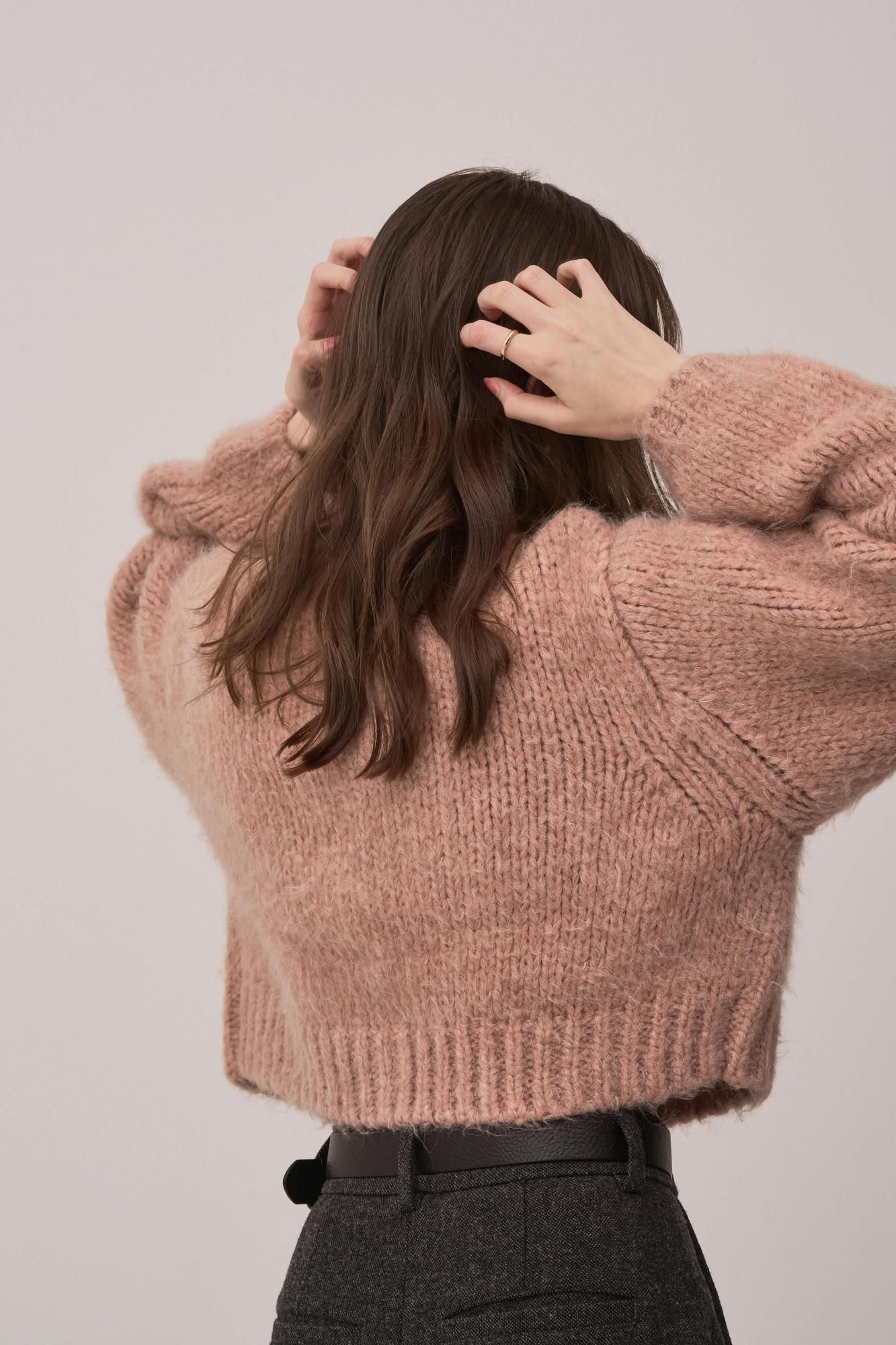 PINUE ピヌエ シャギーMIXニットカーディガン（PINK） 予約販売】シャギーMIXニットカーディガン（PINK） - PINUE