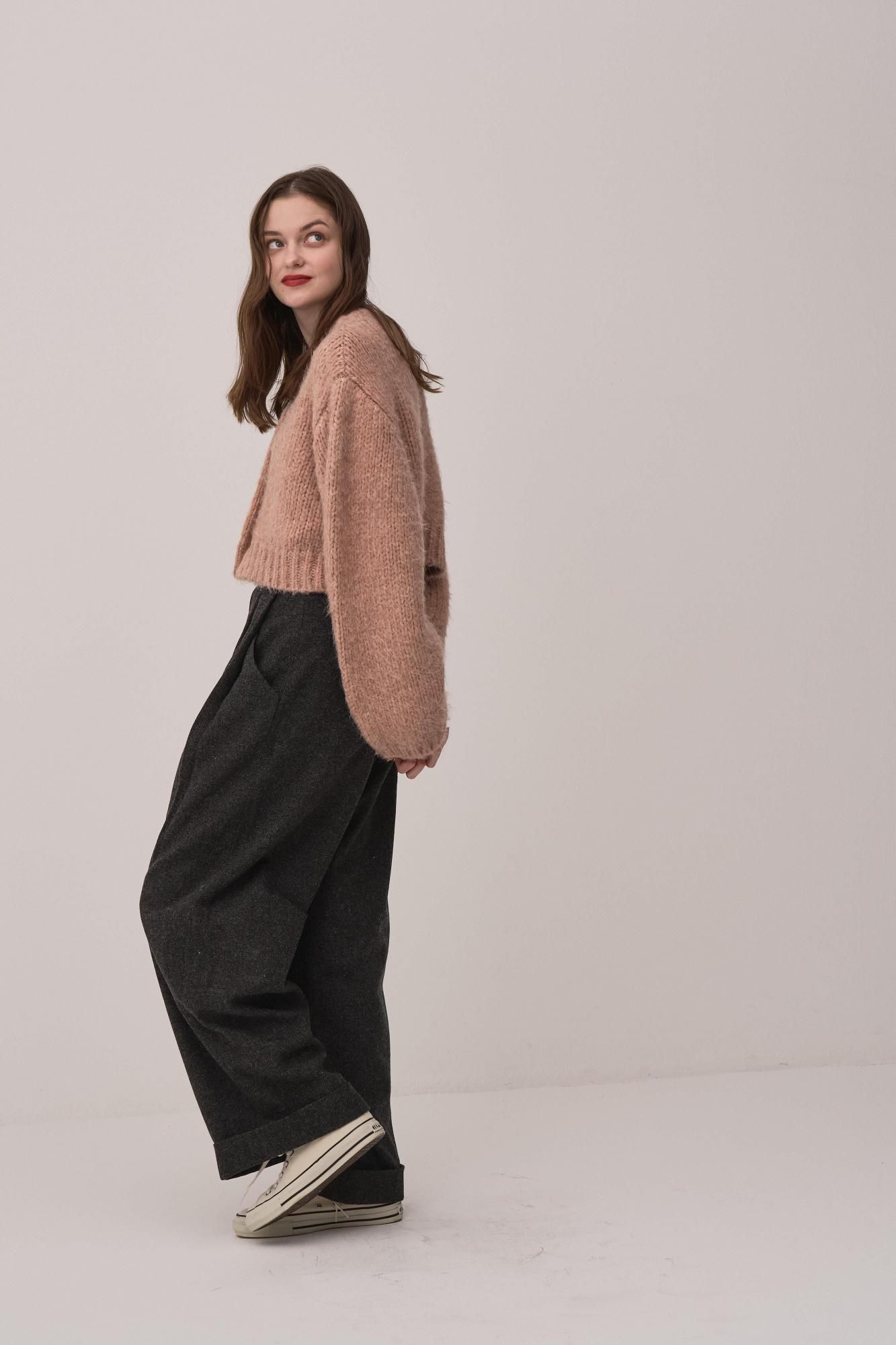 予約販売】シャギーMIXニットカーディガン（PINK） - PINUE