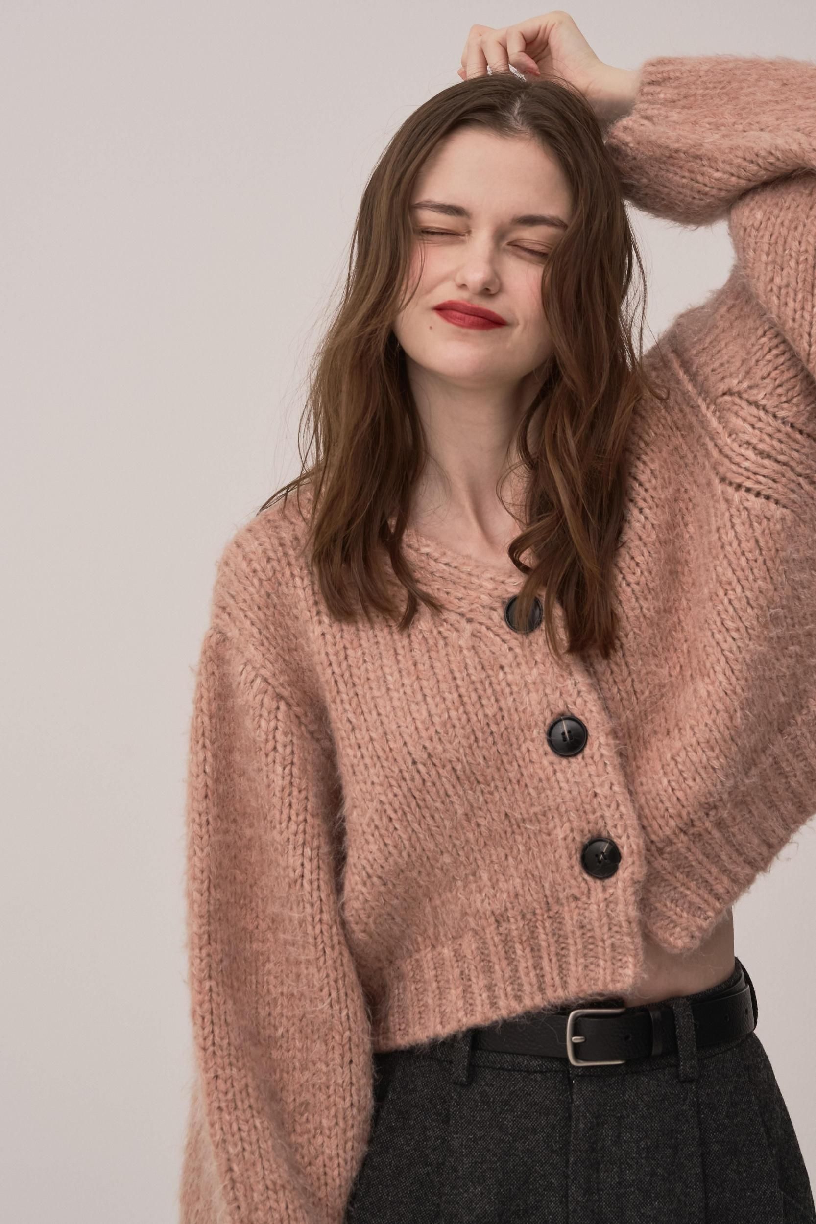 PINUE ピヌエ シャギーMIXニットカーディガン（PINK） 予約販売】シャギーMIXニットカーディガン（PINK） - PINUE