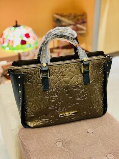 braccialini ハンドバッグ　鞄　ビーズ　花　ビジネスバッグ　ブラウン braccialini ハンドバッグ鞄ビーズ花ビジネスバッグブラウン