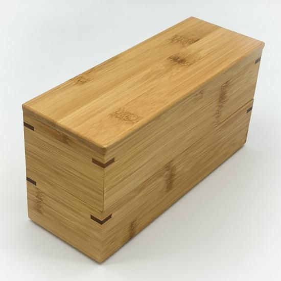 白竹二段式弁当箱（大） - 創作竹芸とみなが 【かごしまぐるり】