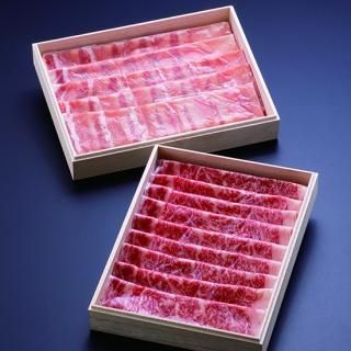 とろけるような食感！城山牛リブロースと黒豚ロースセット