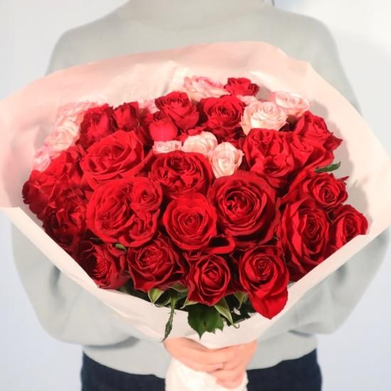 大切な方への贈り物に！ 南大隅町産 バラのブーケ 約30本（赤系