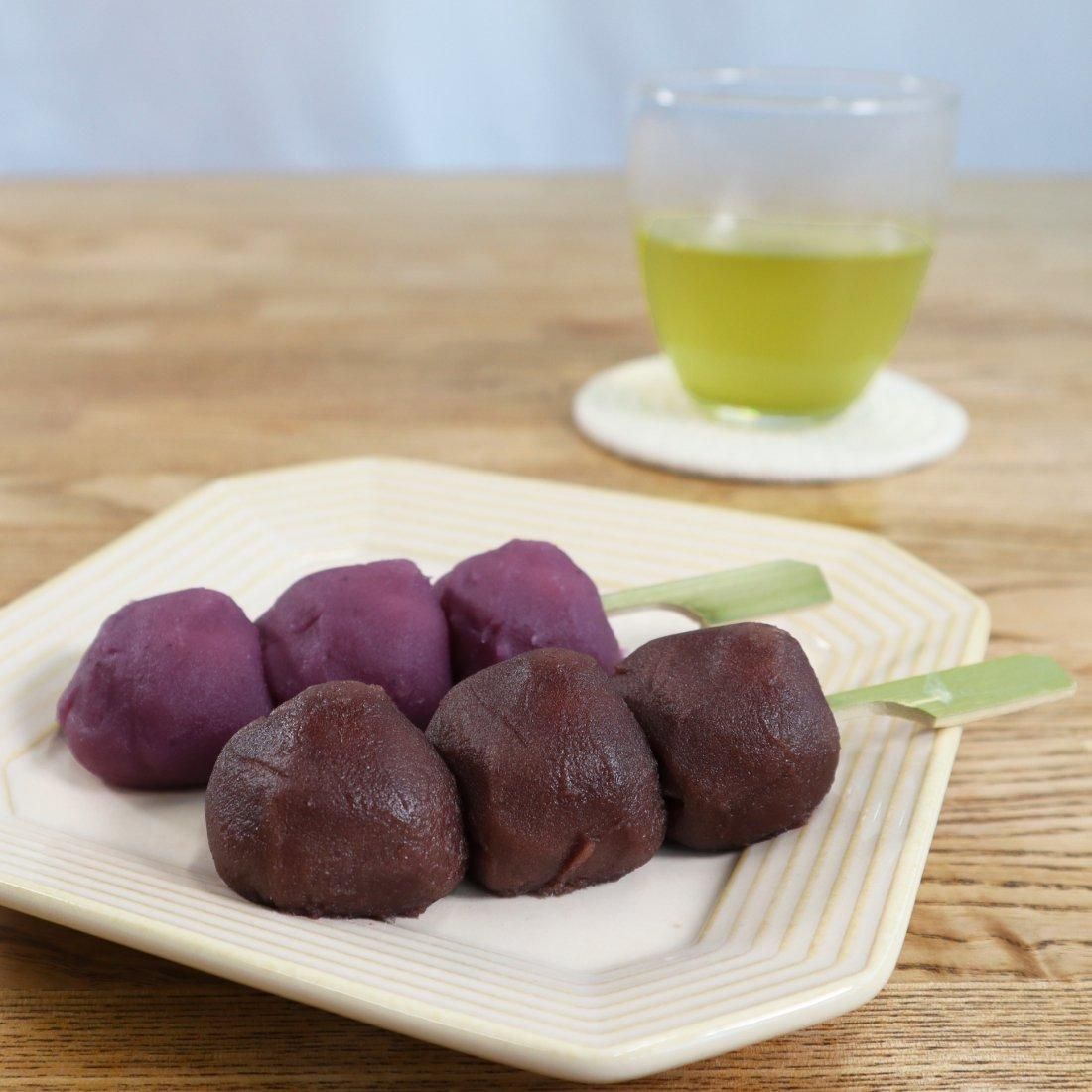 彦一だんご 12本入り（小豆だんご6本入りと紫芋だんご6本入り） - 津曲