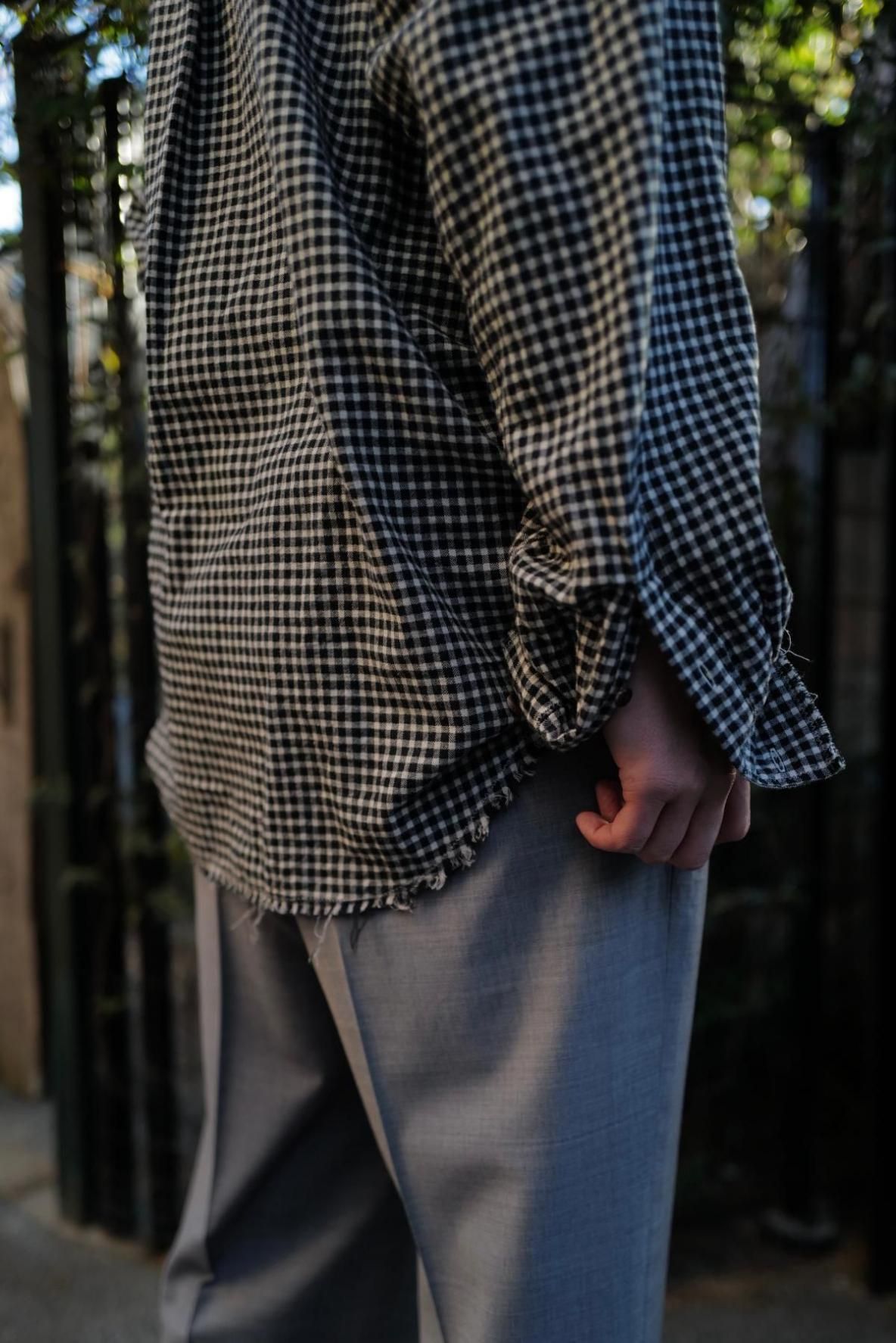 柿乃葉 ex乱れGingham “Otte Otte” Shirt Jacket H Wool 