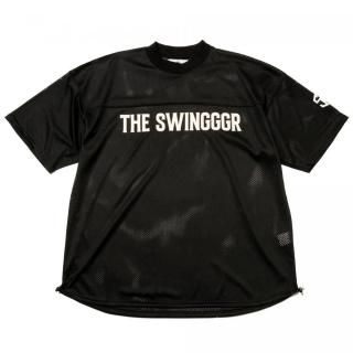 MESH MOCK NECK TEE, BLACK