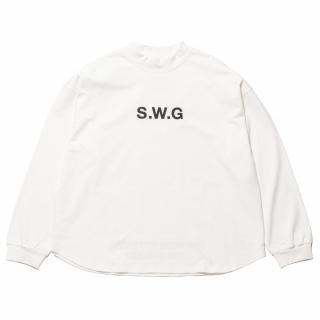 HI NECK LONG TEE, WHITE
