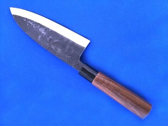 黒打ち 青鋼 出刃包丁 両刃6寸 - 小川鍛造