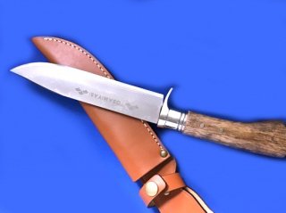 ダマスカス剣鉈革サック付き（ナイフ）6寸ステン口輪