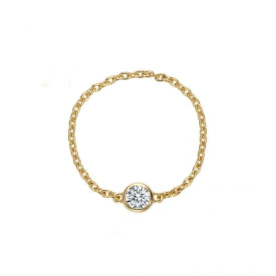 K18 Gold ダイヤモンド0.1ctチェーンリング 　シノエクラ K18 ダイヤモンドチェーンリング | ベゼル 0.1ct - ジュエリー