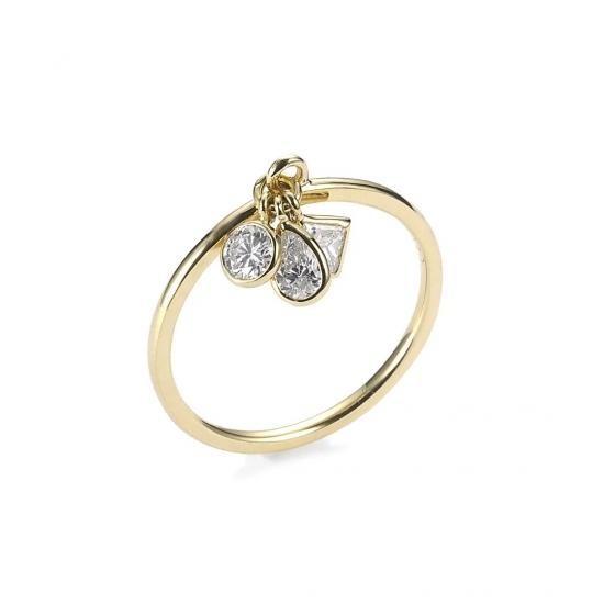 リング K18イエローゴールド ダイヤモンド0.3ct(4月誕生石