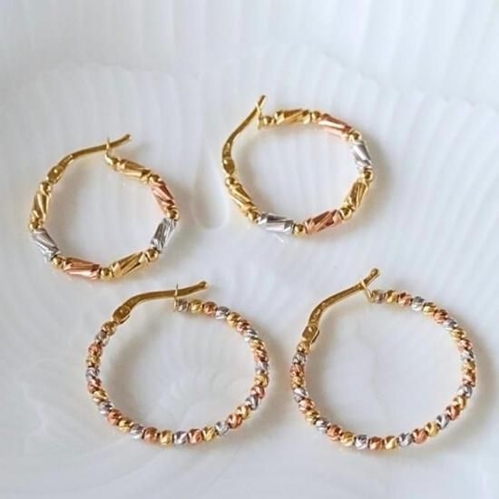 新品　イタリア製　K18デザインフープピアス(リングピアス) 楽天市場】イタリアンジュエリー フープピアスの通販