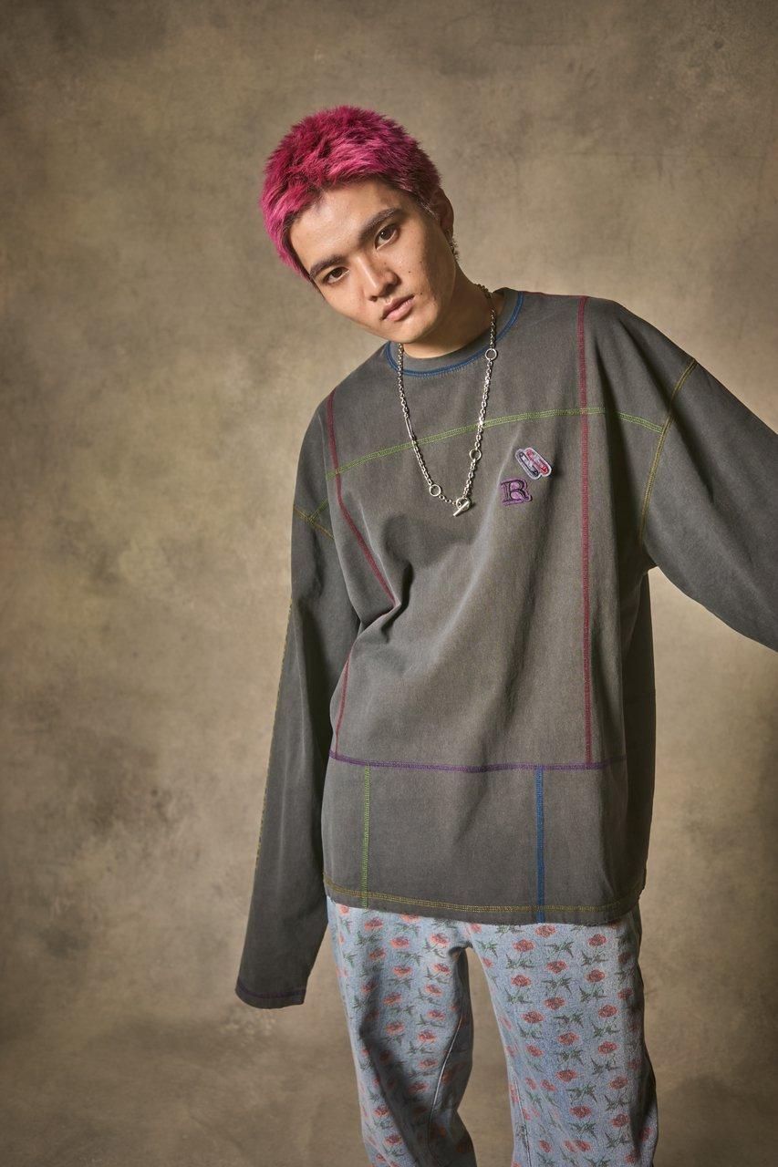 配色ステッチロングスリーブTシャツ - ROY reflect overjoy