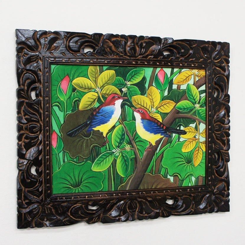 バリの絵画 バリ絵画 熱帯花鳥 /53*43cm/PA-116-166 - アジアン家具とリゾート