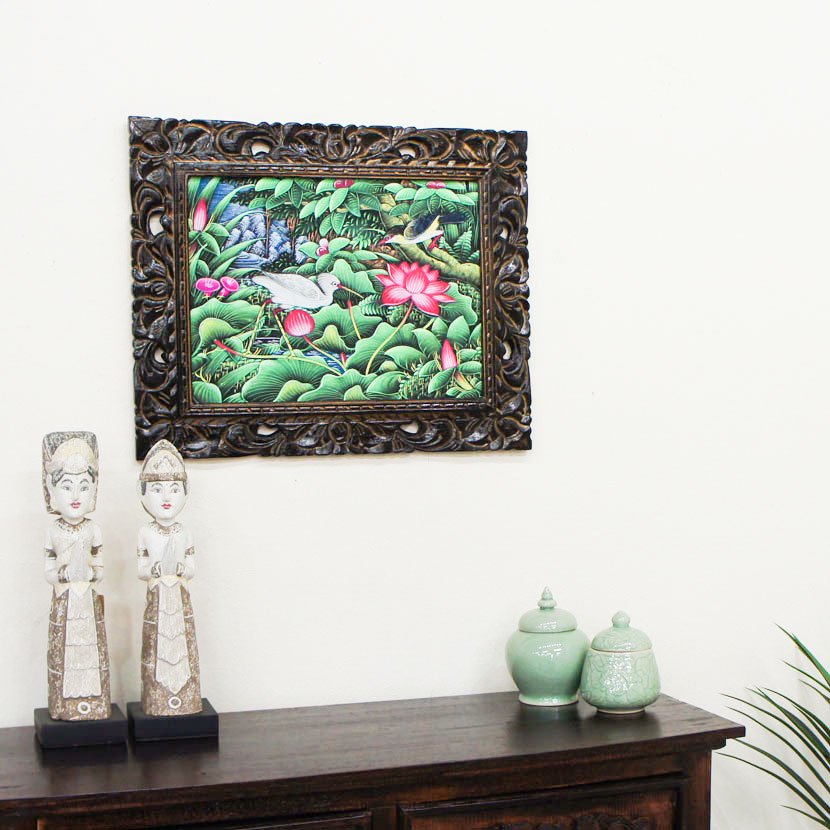 バリ絵画・熱帯花鳥 /53*43cm/PA-116-157 - アジアン家具とリゾートインテリアBarong（バロン）