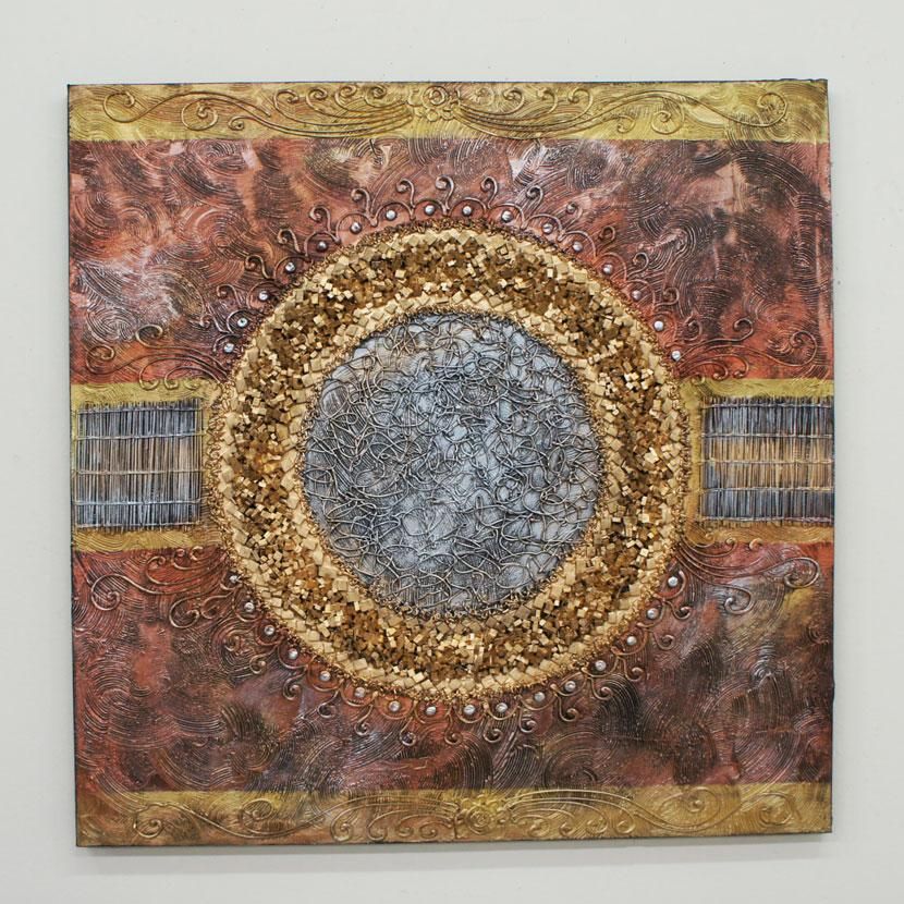 バリ絵画 立体抽象画 /100*100cm/PA-246-1 - アジアン家具と
