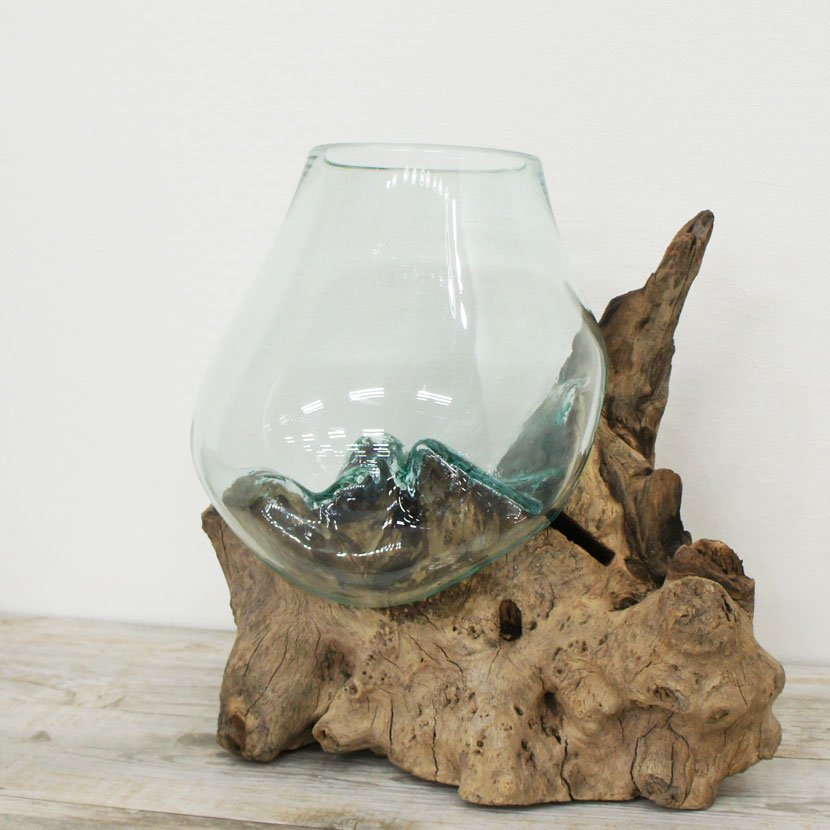 天然木とバリガラスの水鉢/H60*W40cm/OB-095DO1-6